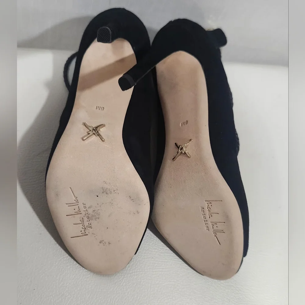 Nicole Miller Artelier Turin black leather suede Elegant Black Women's Heels